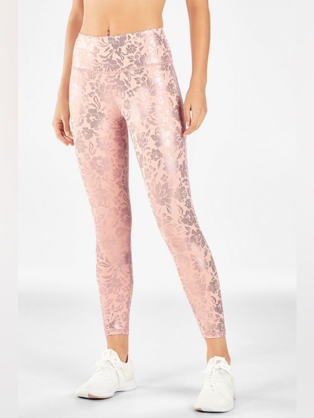 Fabletics Oasis PureLuxe High Waisted 7/8 Legging in Pink Foil Floral $69.95